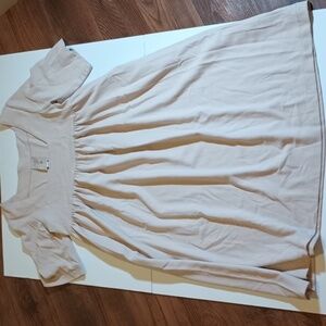 Baw Shop Cream Loose Fit Oversized Square Neck Babydoll Midi Dress A25